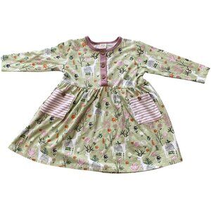 NEW Tesa Babe Short Sleeve Dress Baby Girl Deer Flowers Spring SIze 18/24Month